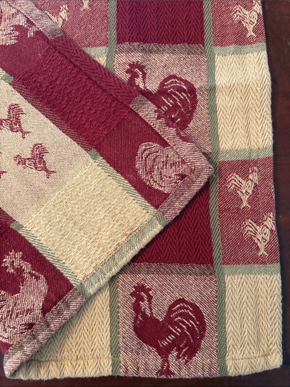 Set of 5 Rooster Chicken Jacquard Table Cloth Napkins Farmhouse Country Kitchen